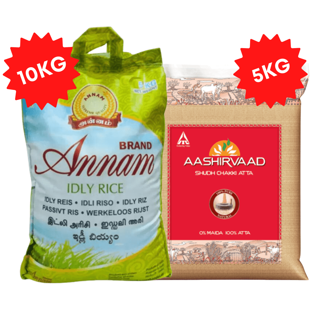 10kg Annam Idly rice +  5kg Aashirvad Atta