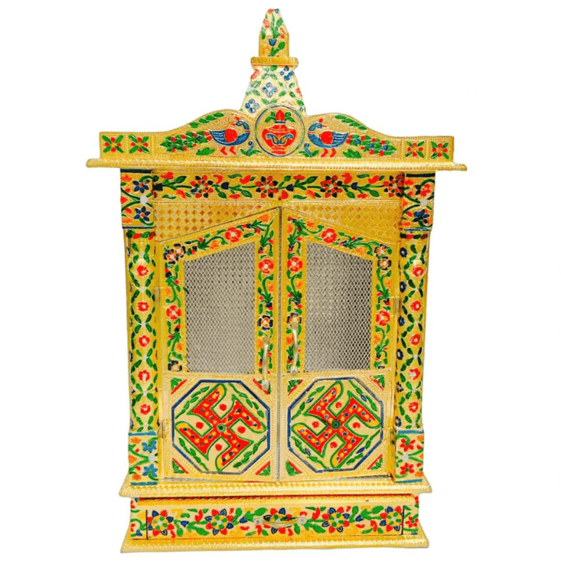 Temple/Mandir with Golden Meenakari 12 inches * 6 inches 1pc