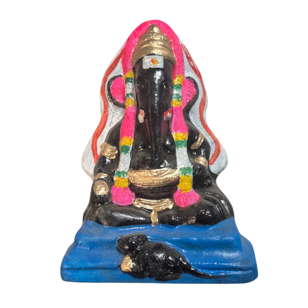 Ganesh Clay Idol Eco friendly 8 inches 1PC - Black