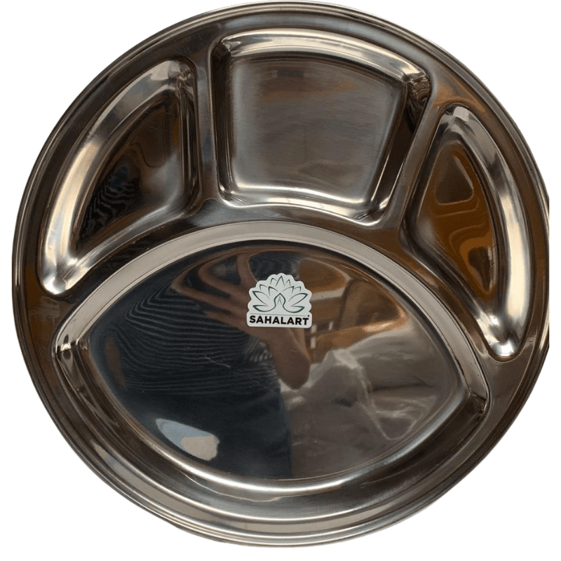 Stainless Steel Thali/Meals Round Plate 4 in1 (Big Size) 1pc