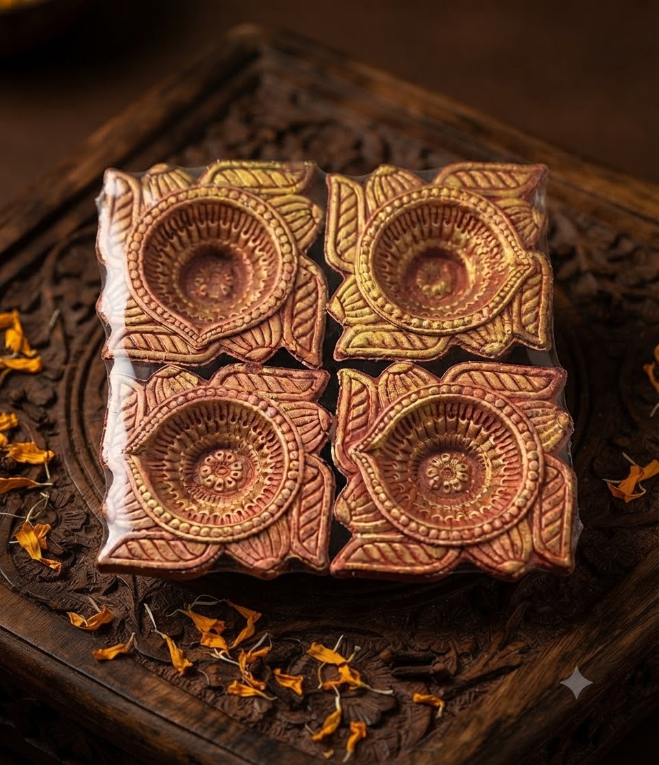 Diwali Diya Square No.1 (Special Terracota 4pc) 1set