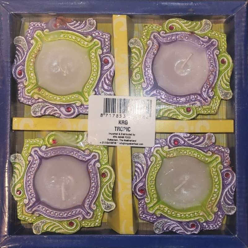 Diwali Clay Lamp (Fancy Diya) Wax Fill Design12 4pc