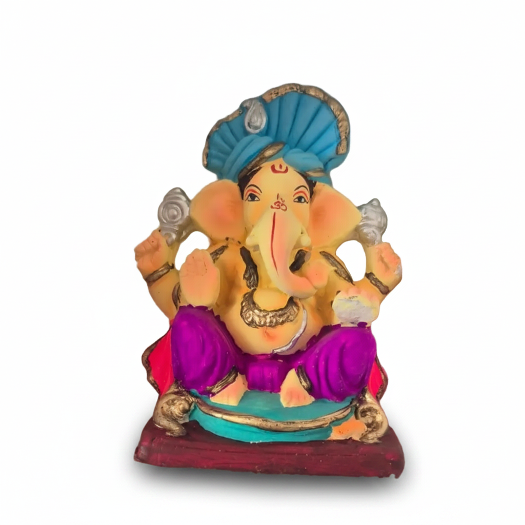 Ganesh Color Idol Eco friendly 8 inches (8ECO-01) 1pc