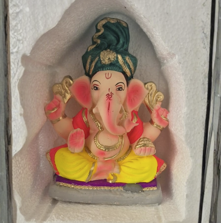 Ganesh Color Idol Eco friendly 8 inches (8ECO-04) 1pc