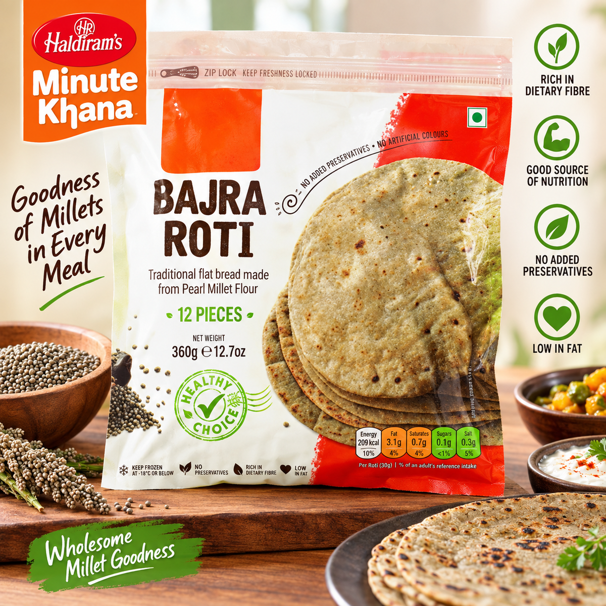 Haldirams Bajra Roti (Frozen) 360g