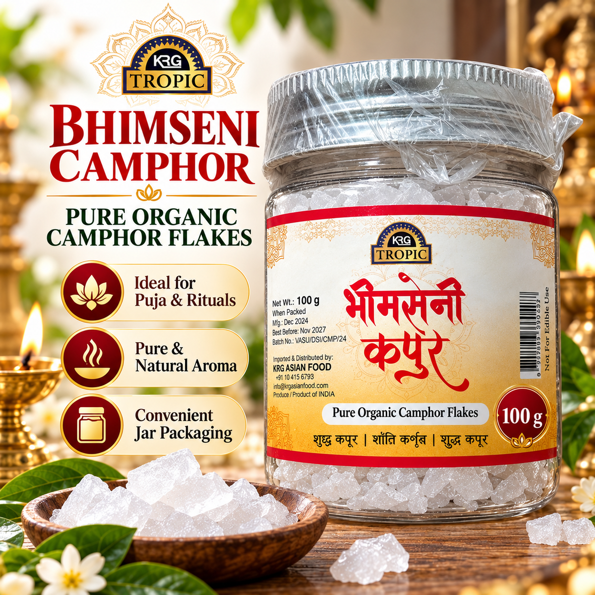 KRG Bhimseni Pacha karpooram/Camphor 100g