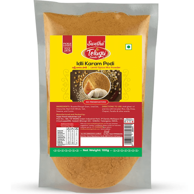 Telugu Lentil Spice Mix (Idli Karam) Powder 100g