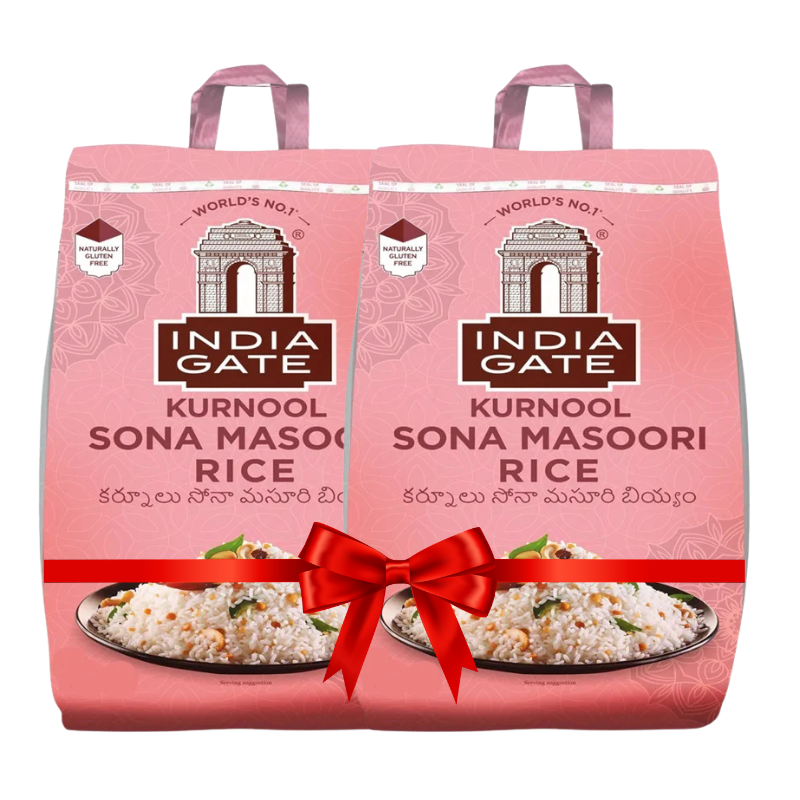 India Gate  Kurnool Sona Masoori Rice 20kg (2 Twin bags x10kg)