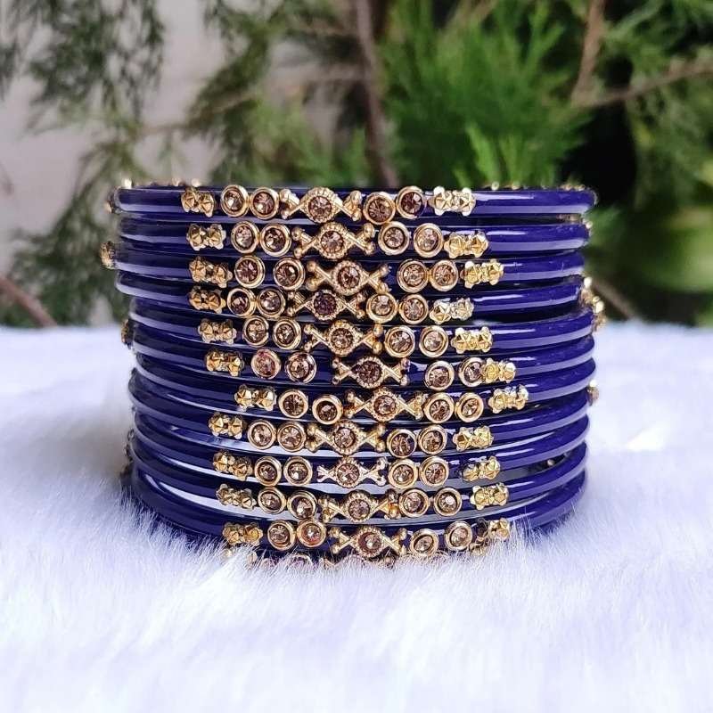 Bangles Glass Blue/Red (Size 2-8) (1 Dozen)