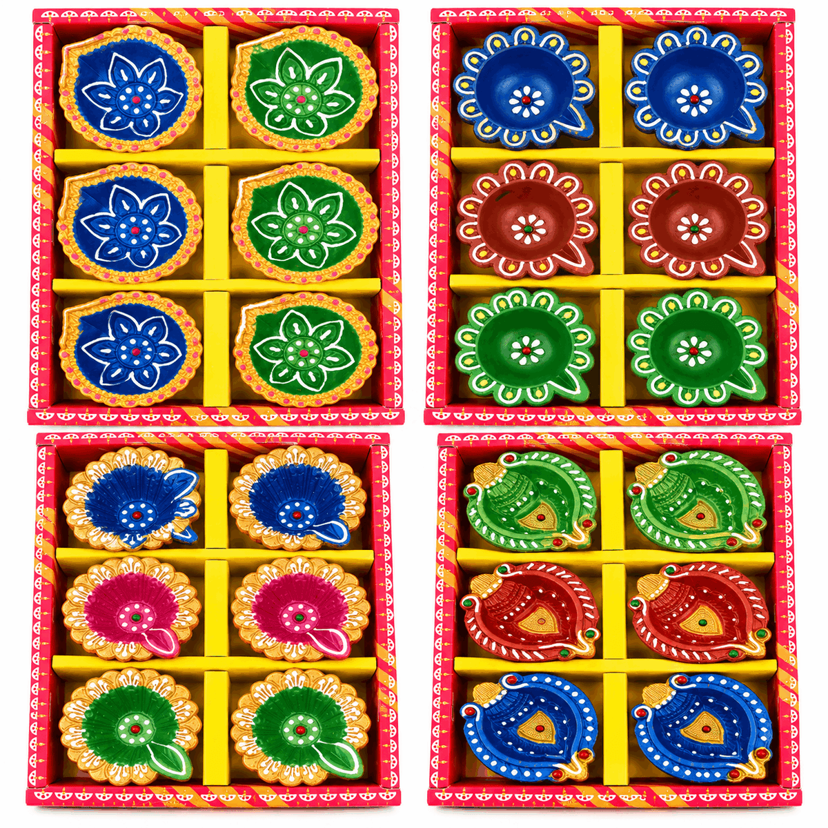 Diwali Clay Lamp (Fancy Diya) Design13 6pc(Various forms)