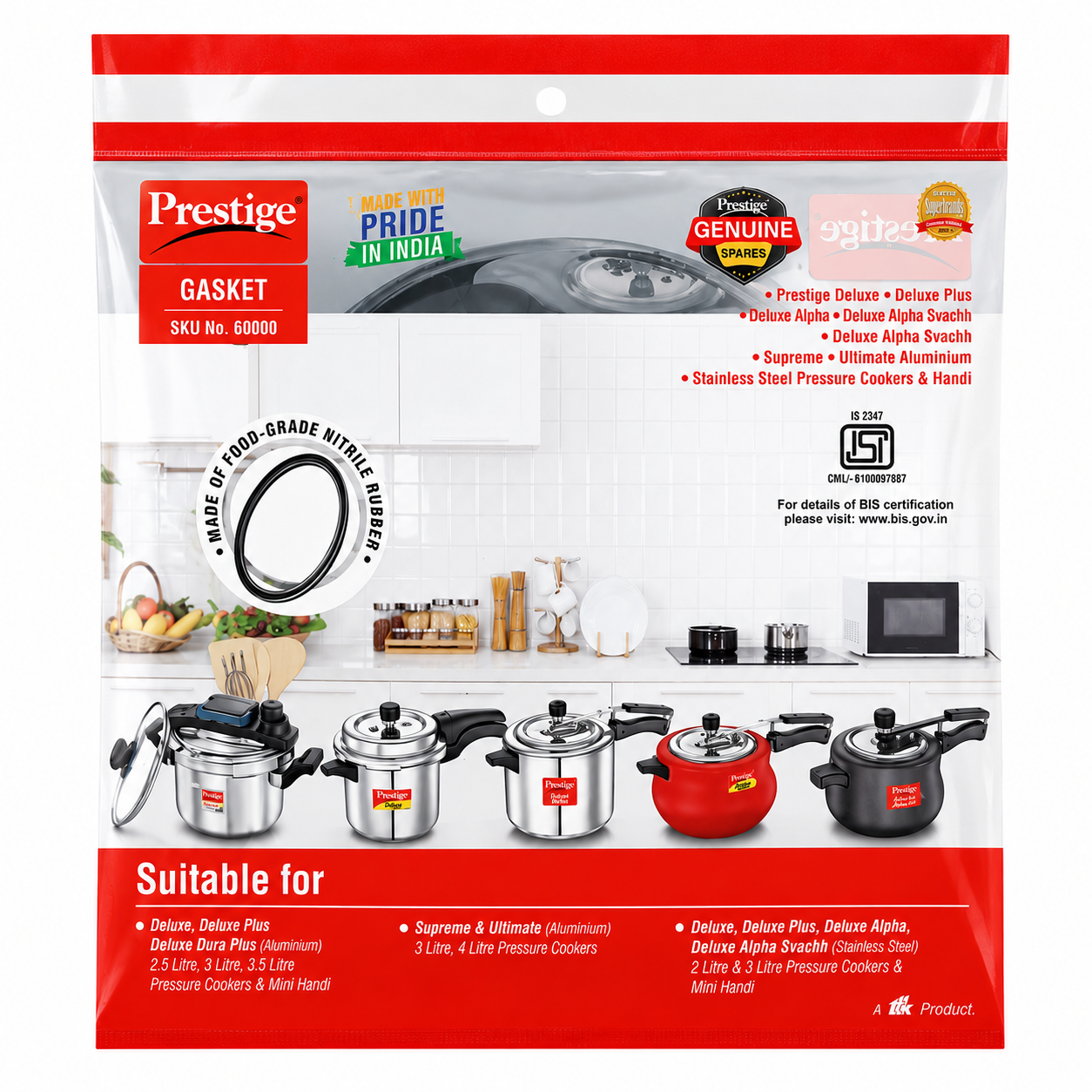 Prestige Gasket Aluminium Mini pressure cookers 3 & 4 Ltr