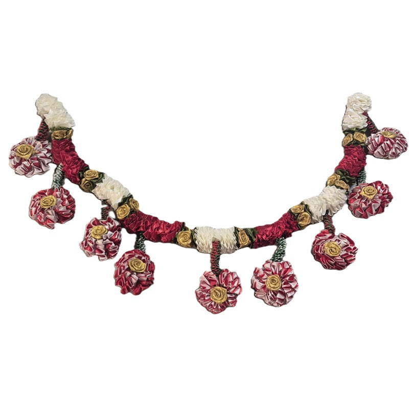 Hanging Satin Flower Thoran (ST05 Red and White ~1m) 1pc