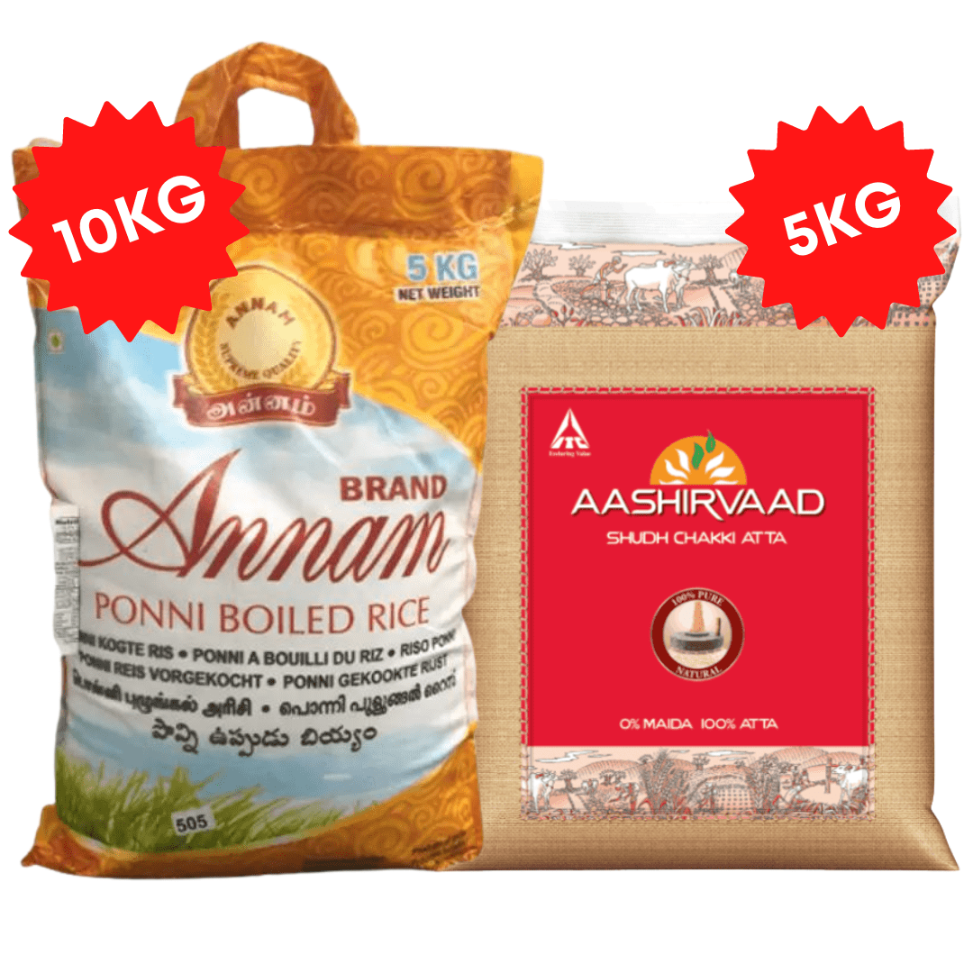 10kg Annam Ponni Boiled rice + 5kg Aashirvad Atta