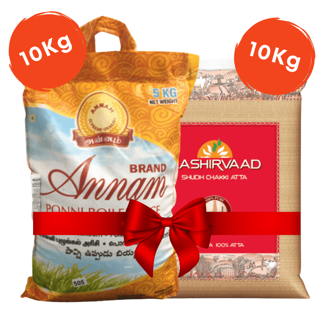 Annam Ponni Boiled rice 10kg + Aashirvad Atta 10kg