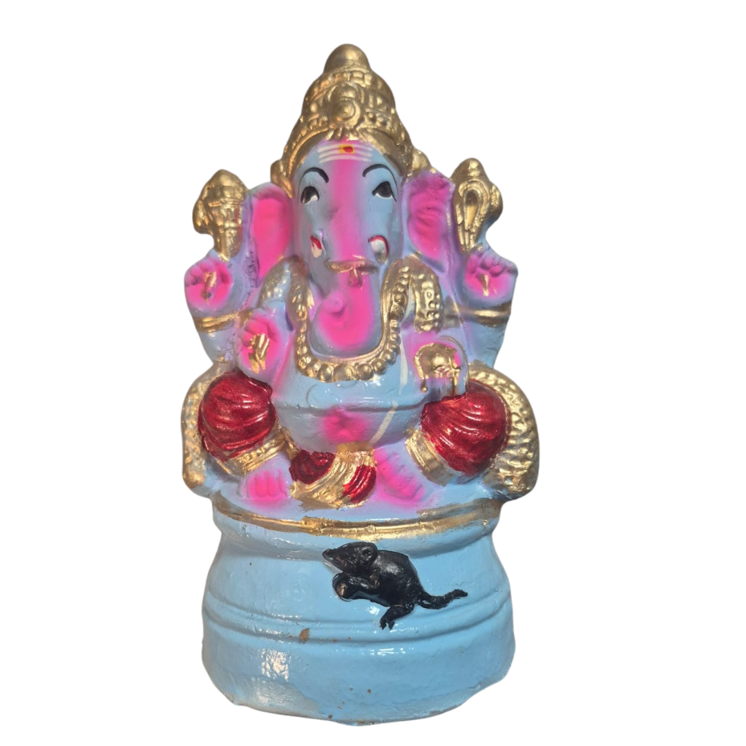 Ganesh Clay Idol Eco friendly 8 inches 1PC - Blue