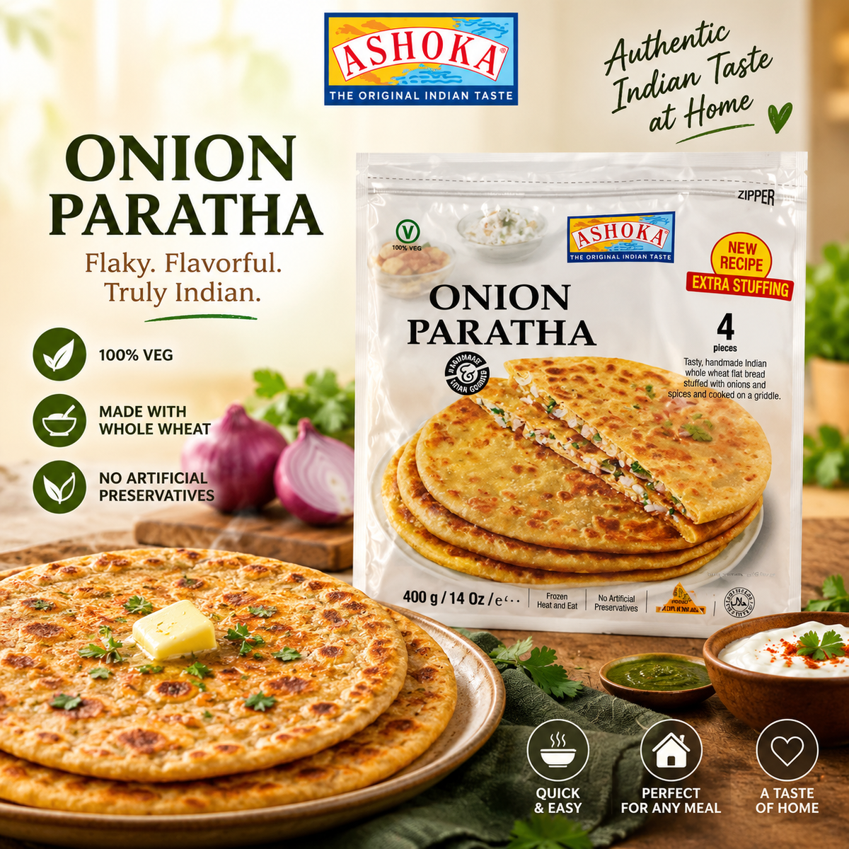 Ashoka Onion Paratha (Frozen) 400g