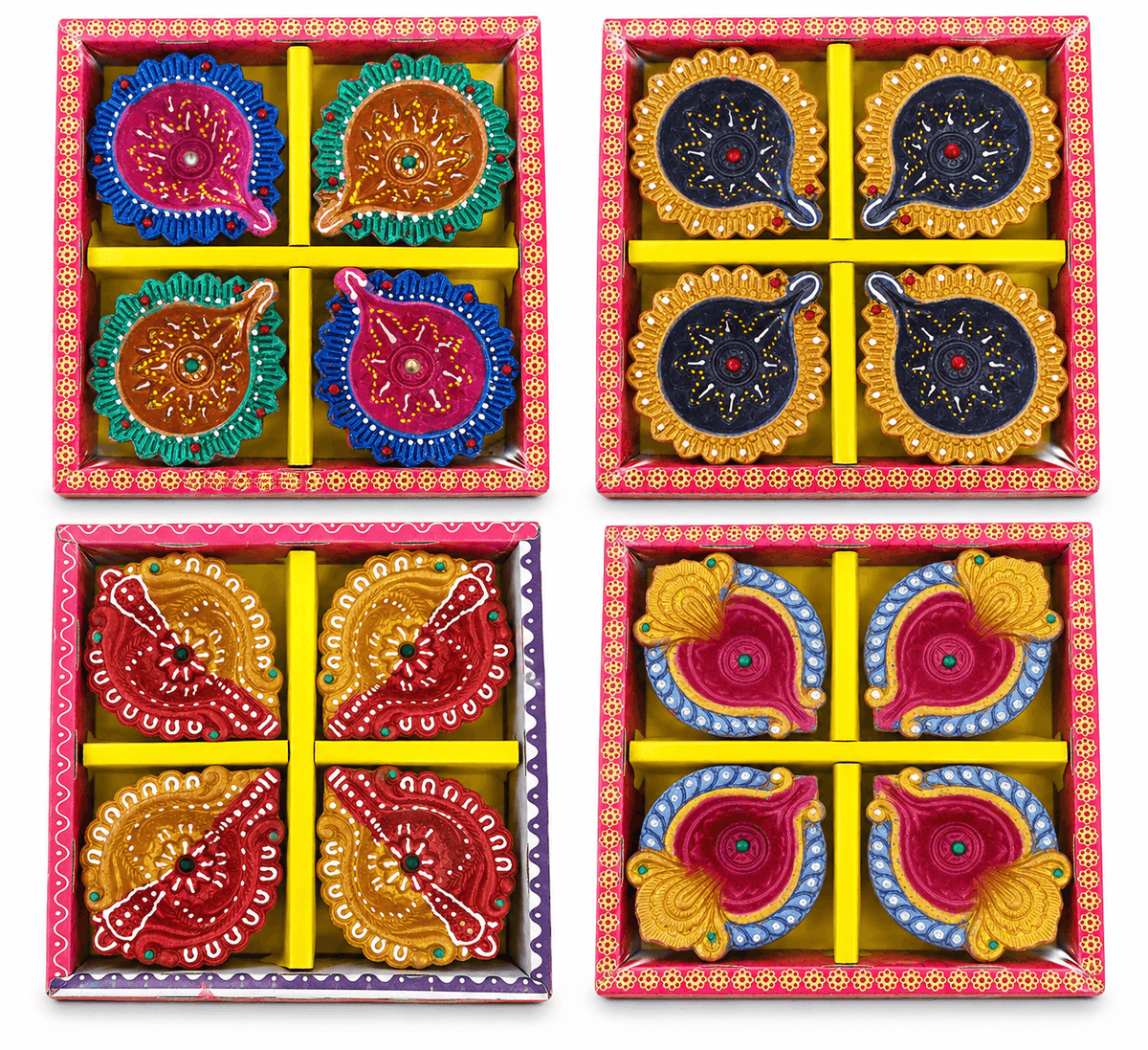 Diwali Clay Lamp (Diya) Design2 4pc 1set