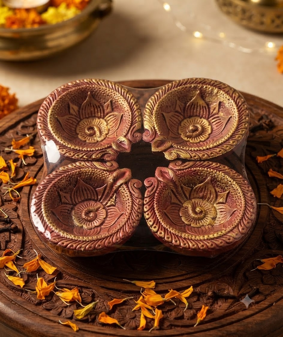 Diwali Diya Round No.1 (Special Terracota 4pc)  1set