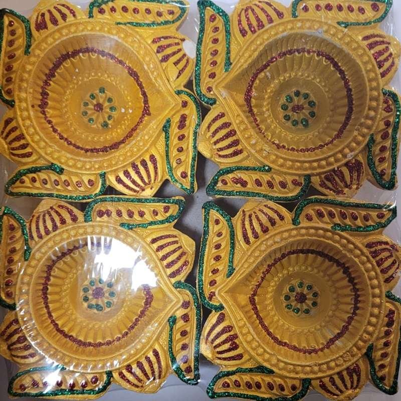 Diwali Clay Lamp (Diya Set) Design-03 4pc