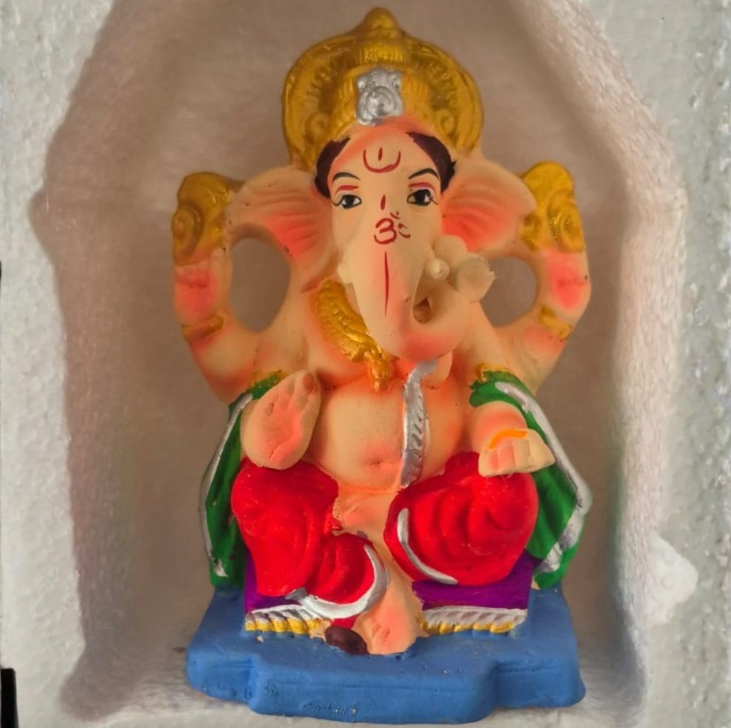 Ganesh Color Idol Eco friendly 6 inches (6ECO-02) 1pc