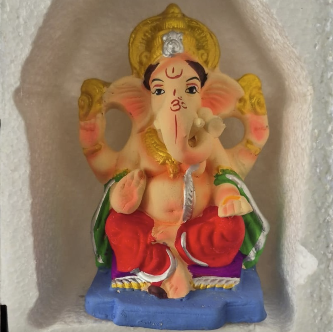 Ganesh Color Idol Eco friendly 6 inches (6ECO-02) 1pc