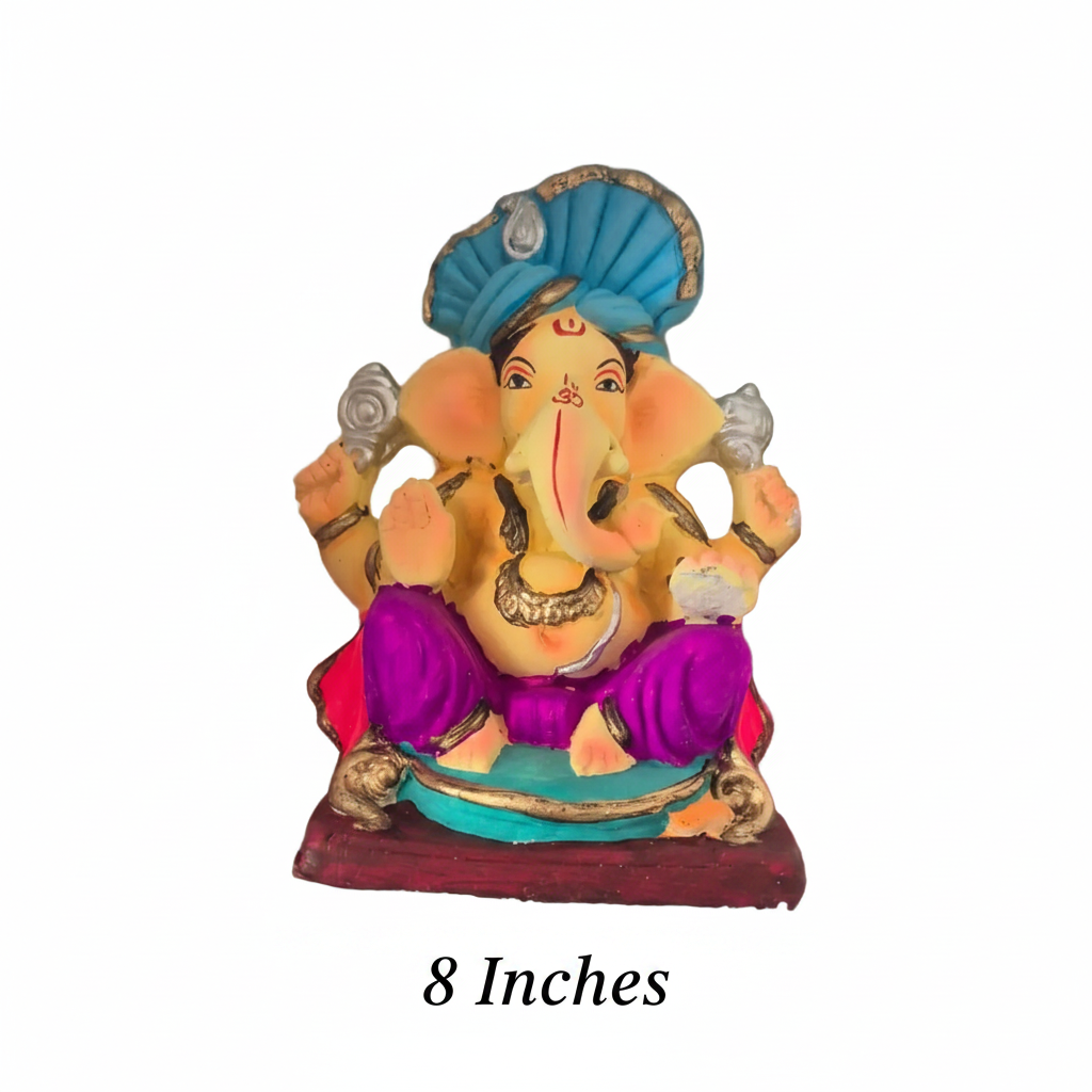 Ganesh Color Idol Eco friendly 8 inches (8ECO-01) 1pc