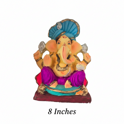 Ganesh Color Idol Eco friendly 8 inches (8ECO-01) 1pc
