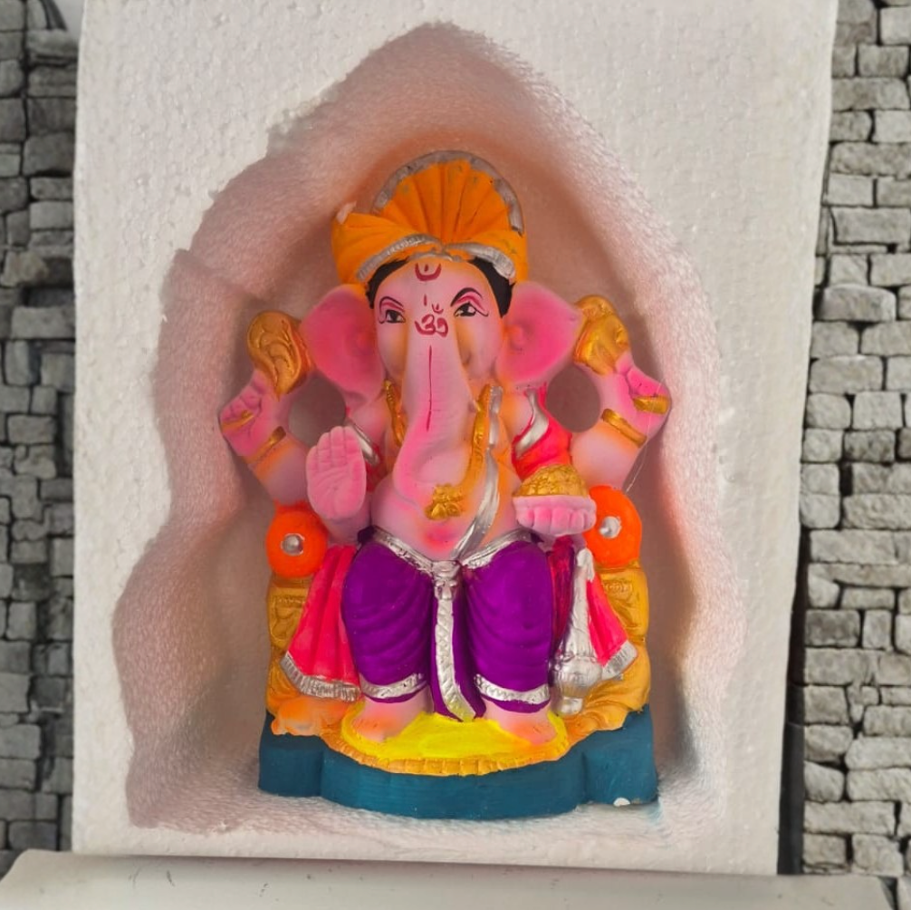 Ganesh Color Idol Eco friendly 8 inches (8ECO-02) 1pc