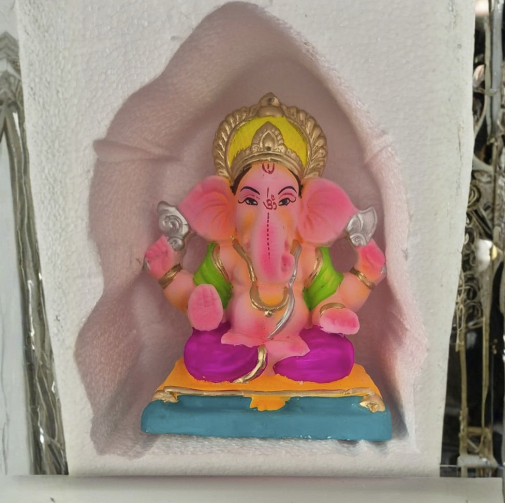 Ganesh Color Idol Eco friendly 8 inches (8ECO-03) 1pc