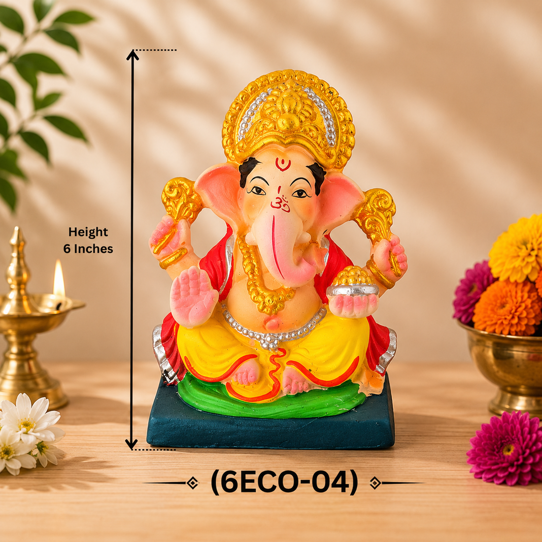 Ganesh Color Idol Eco friendly 6 inches (6ECO-04) 1pc
