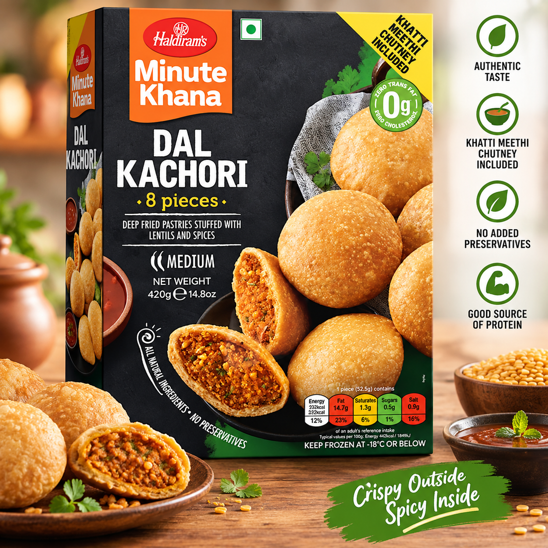 Haldirams Dal Kachori Vegan (Frozen) 420g
