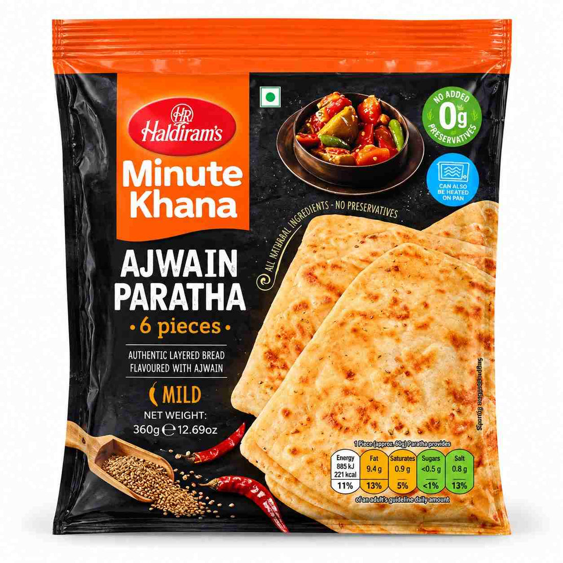 Haldirams Ajwain Paratha (Frozen) 360g