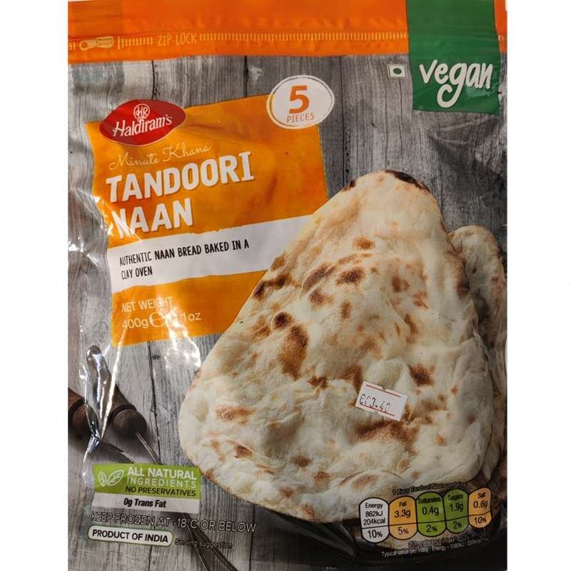Haldirams Tandoori Naan/Vegan (Frozen) 400g