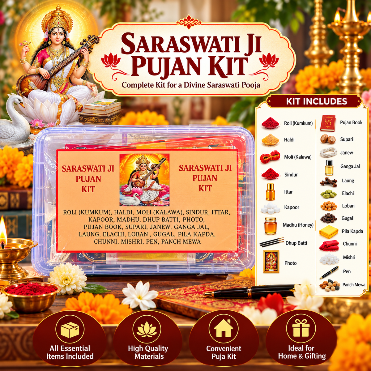 KRG Saraswati Pooja Kit 1pc
