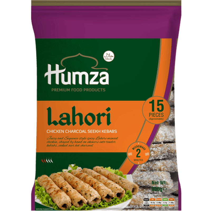 Humza Lahori Holzkohle-Seekh-Kebab (Huhn) (Tiefkühlkost) 900g
