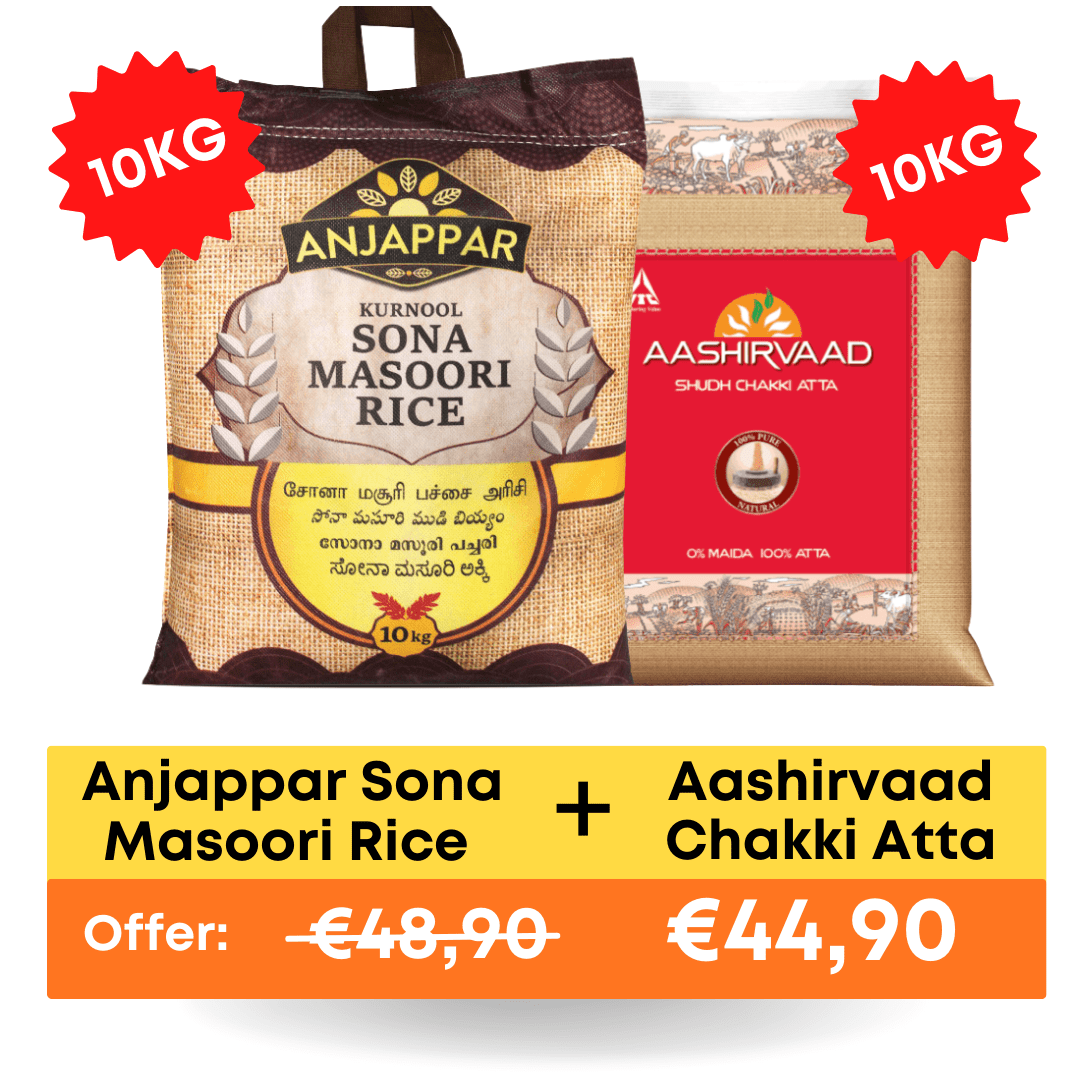Anjappar Kurnool Sona Masoori Rice 10kg + Aashirvad Atta 10kg