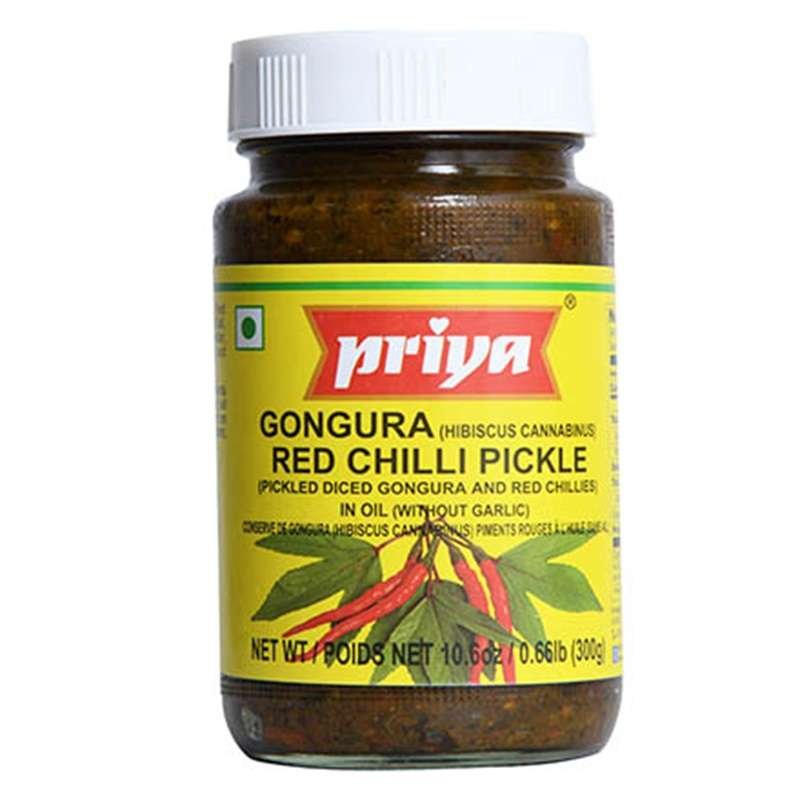 Priya Gongura Red Chilli Pickle (With out Garlic) 300g