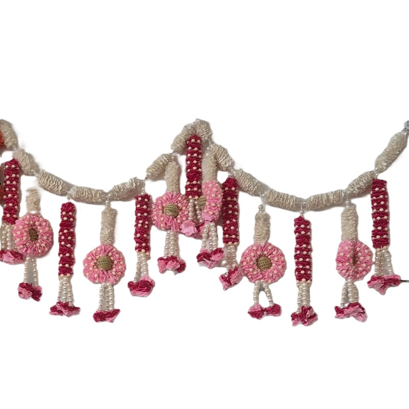 Hanging Satin Flower Thoran (ST08 Pink and White ~1m) 1pc