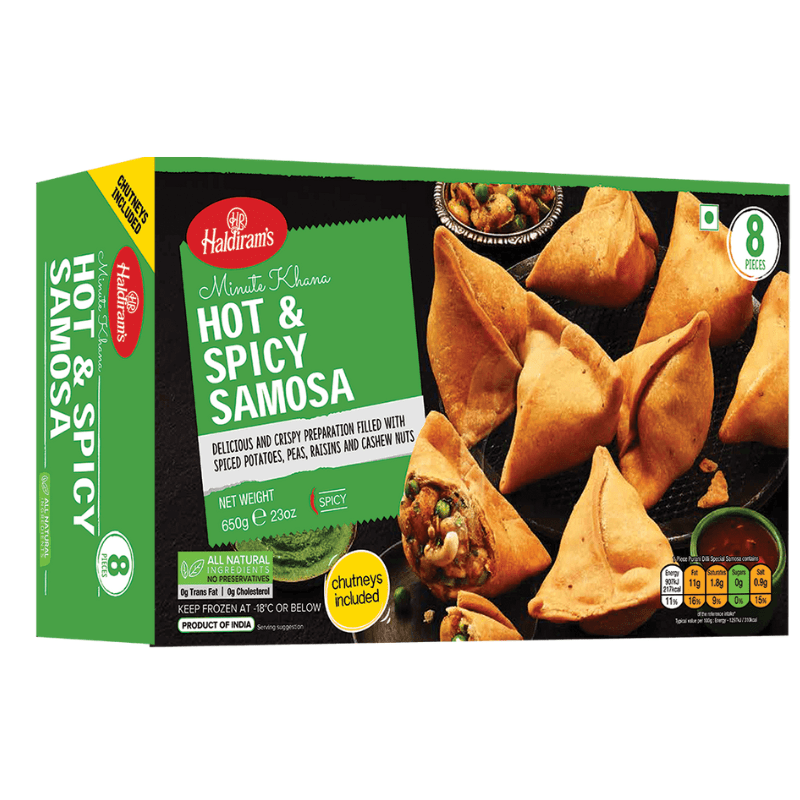 Haldirams Delhi Hot and Spicy Samosa 8pc (Frozen) 650g