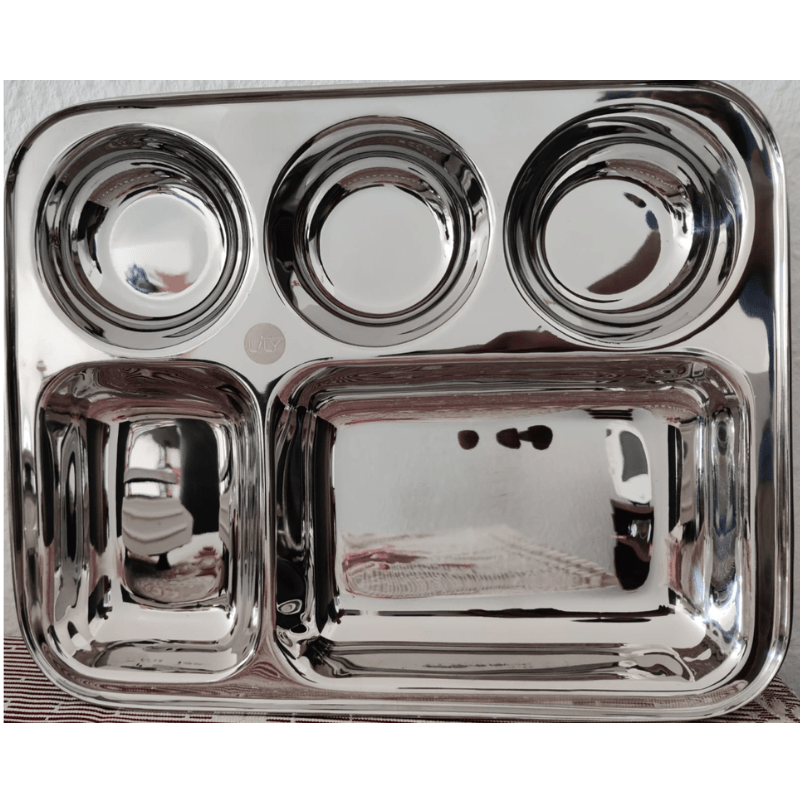 Rechteckiger Teller mit 5 Mulden (Thali Langar) 1 Stk