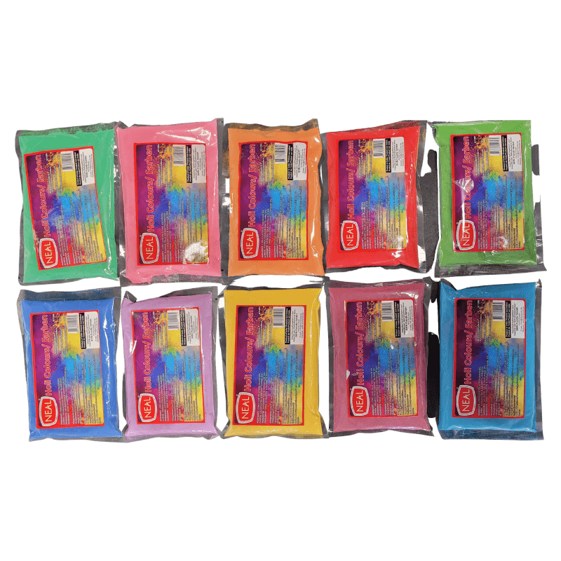 Holi Colurs Set (Pink, Red, Blue, Yellow, Green) 200gx5pc