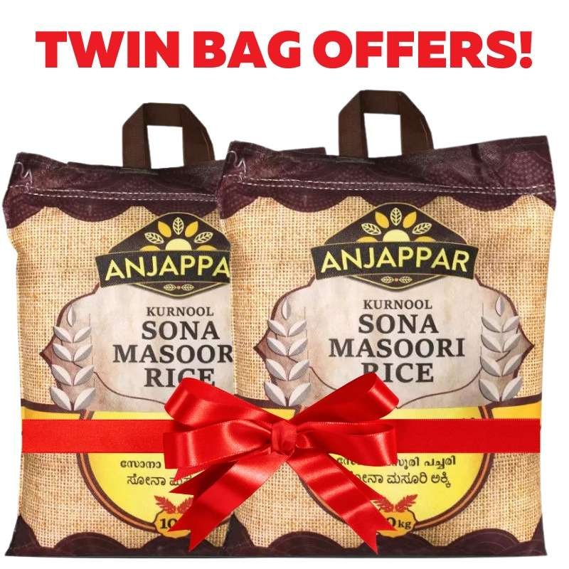 Anjappar Kurnool  Sonamasoori Rice 20kg (2 Twin bags x10kg)