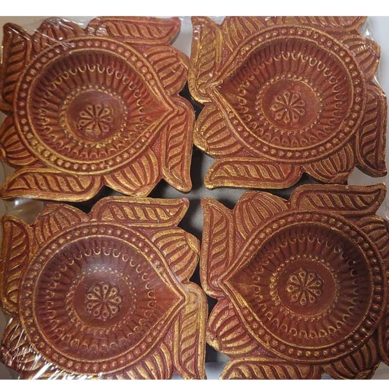 Diwali Clay Lamp (Diya Set) Design-04 4pc