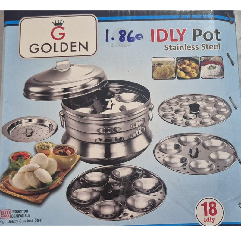 Golden Stainless Steel Idly pot (18 Idly) 1pc