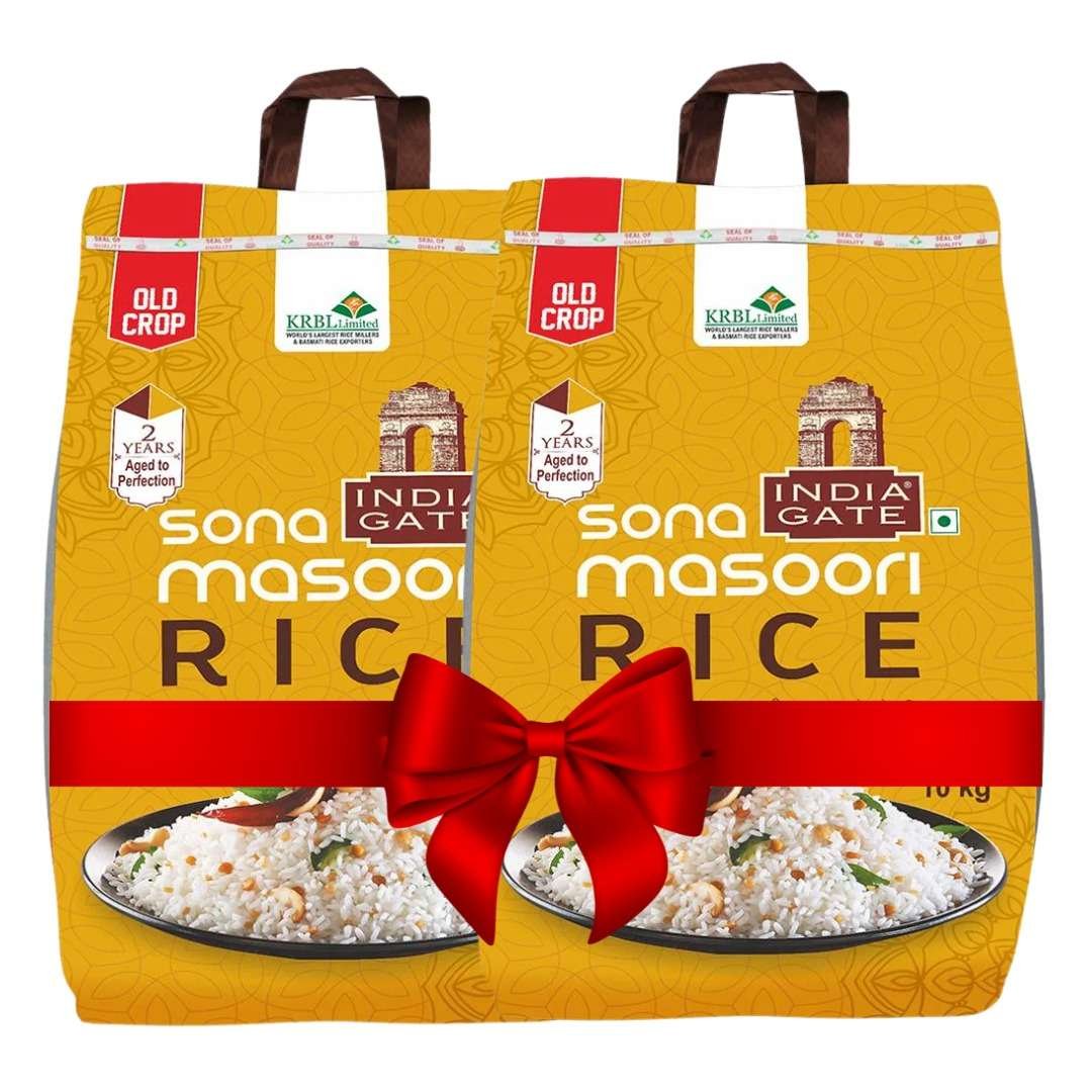 India Gate Sona Masoori Rice 20kg (2 Twin bags x10kg)