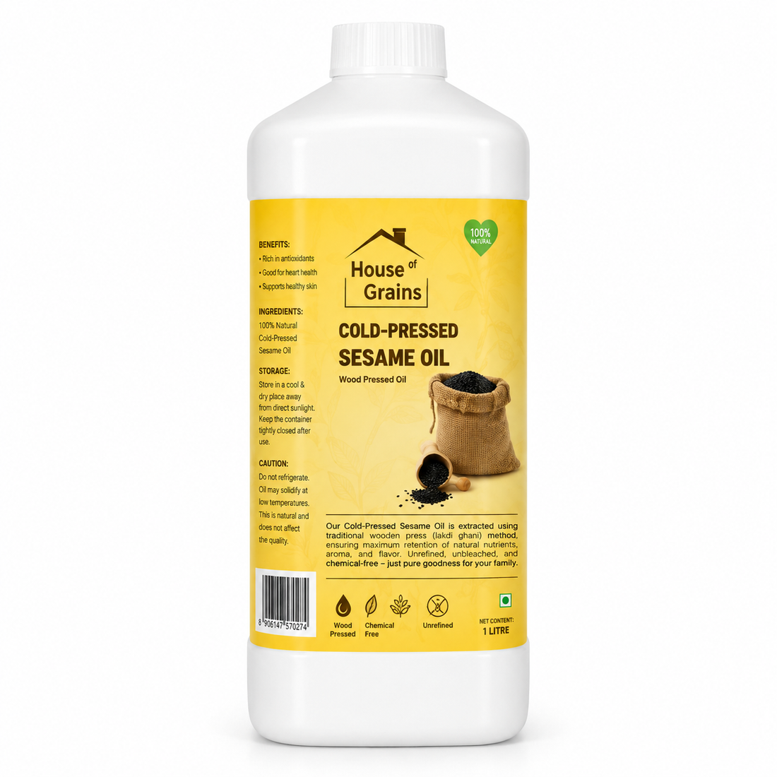 Home Grains (Cold-Pressed) Sesame oil 1lt