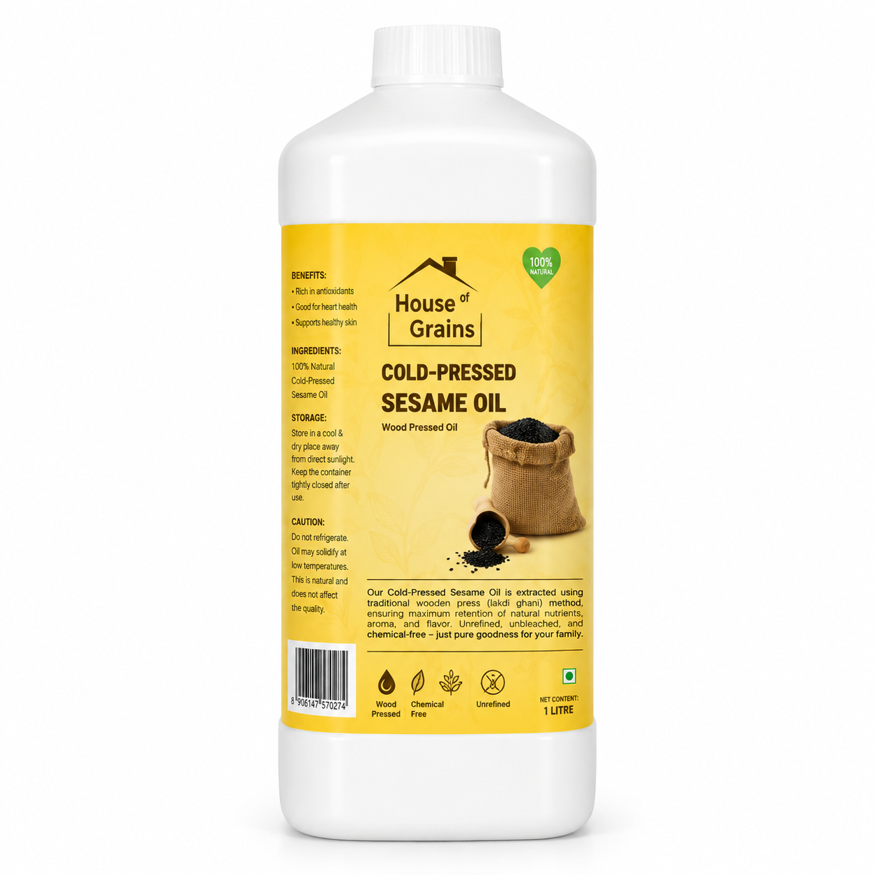 Home Grains (Cold-Pressed) Sesame oil 1lt